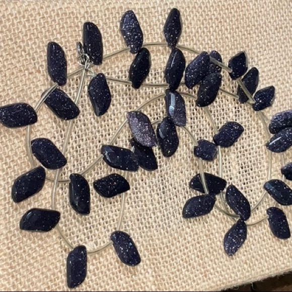 Deep Blue with Gold Toned Flecks Faceted Beads with Tubing Spacers Necklace - Picture 1 of 14